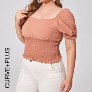 XL Shirred Frill Milkmaid Blouse